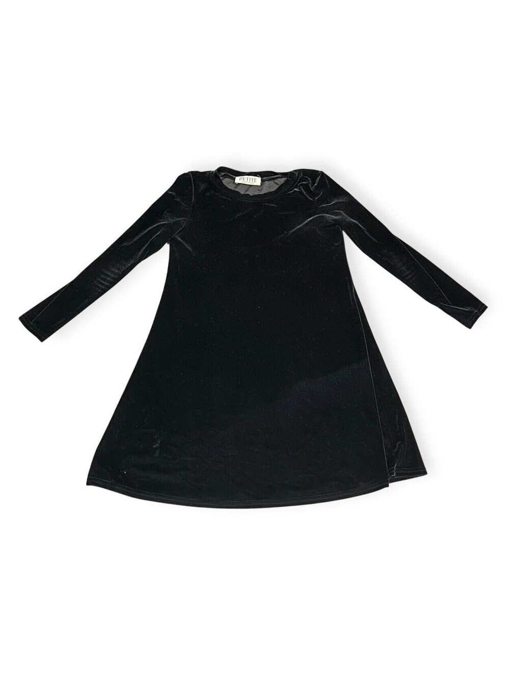 Petite Sophisticate Black Velvet Long Sleeve A-Line Dress Petite Small